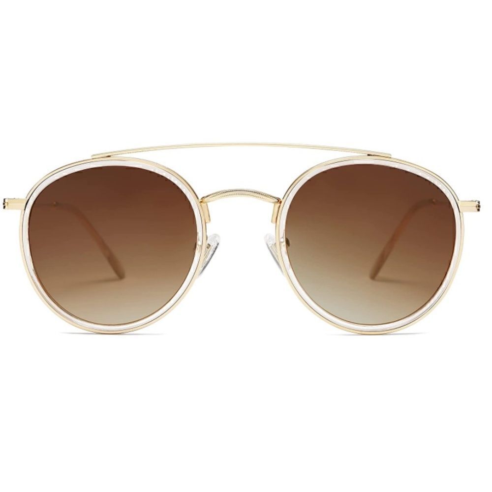 Round Retro Double Bridge Sunglasses - Picture 2 of 4